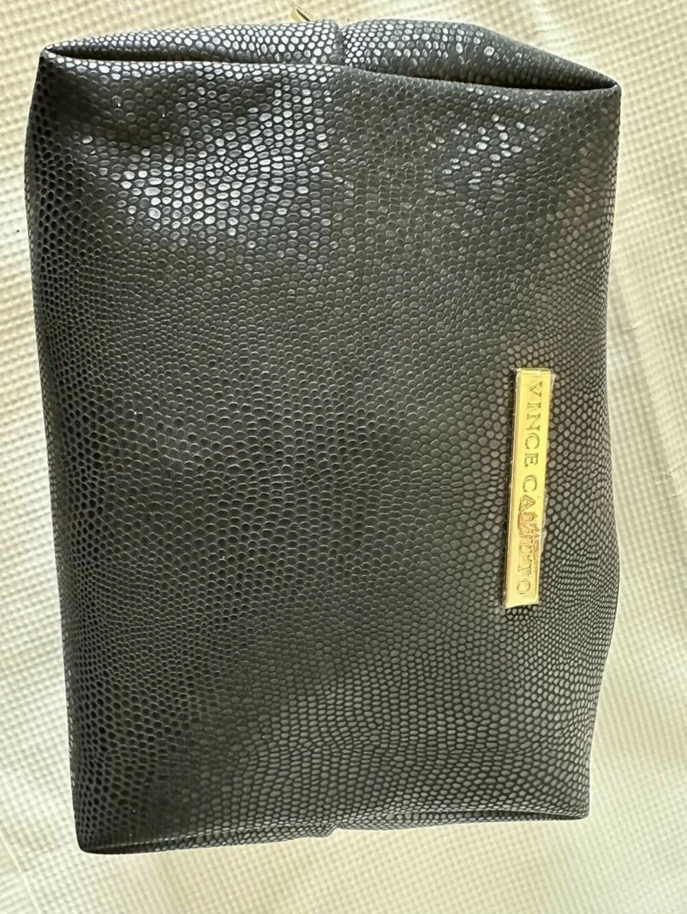 Vince Camuto Makeup Brush Set Featuring a Textured Black Cosmetic Bag